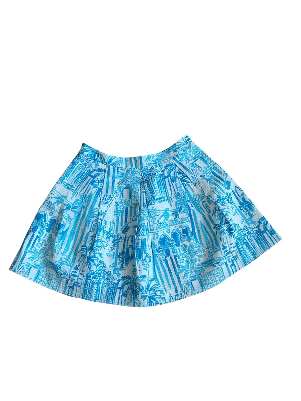 Lilly Pulitzer Melody Pleated Skirt La Via Loca Blue White Print Size 4